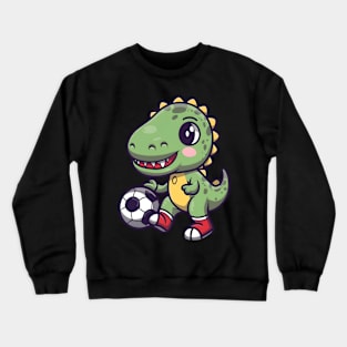 Cute baby dinosaur playing football Crewneck Sweatshirt